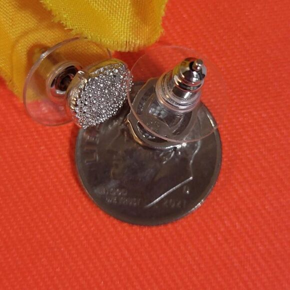 Karis, New, Stamped, Diamond Accent Stud Earrings in Platinum Bond - Picture 2 of 7